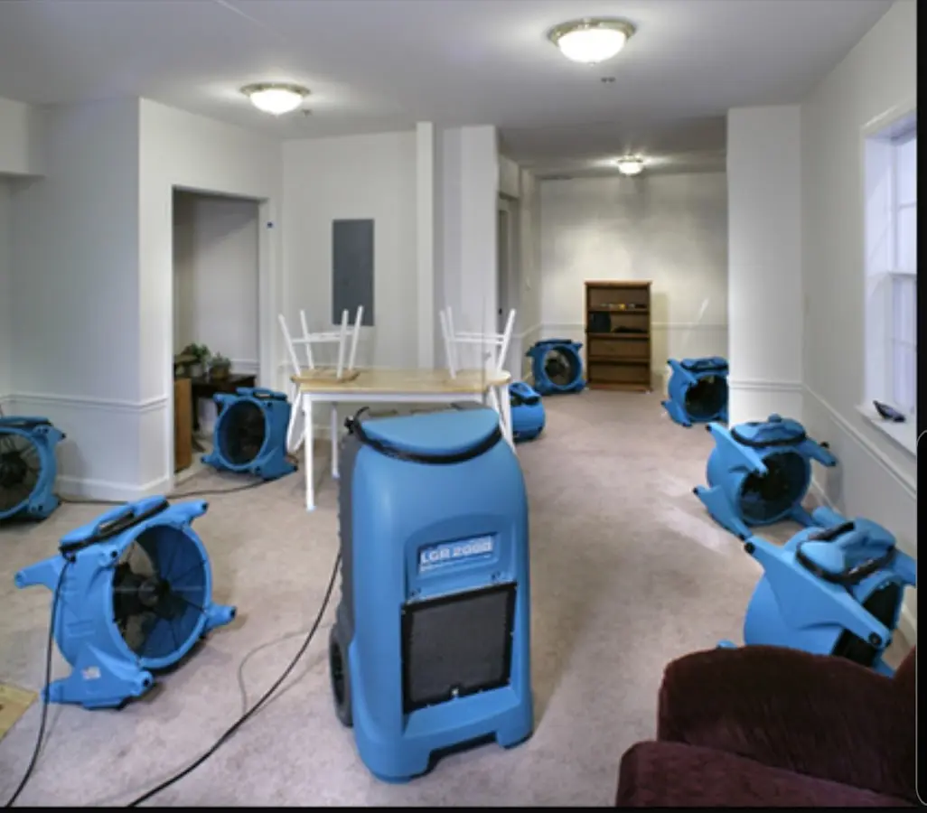 Air movers and dehumidifier setup for Water Extraction & Removal in Leesburg