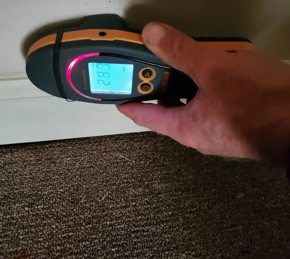 Moisture detection at baseboard during Sewage Cleanup & Sanitation in Leesburg